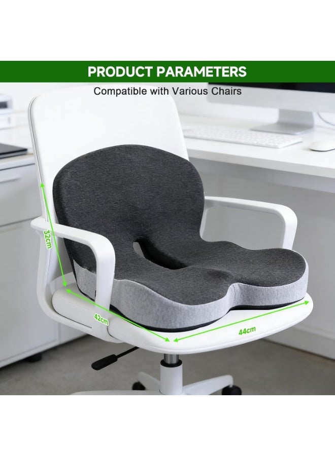 RION Lumbar Support Pillow Seat Cushion for Office Chair Pressure Relief Sciatica & Tailbone Pain Relief Memory Foam Firm Coccyx Pad for Long Sitting, for Office Chair, Gaming Chair and Car Seat - Image 2